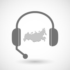 Assistance headset icon with  a map of Russia