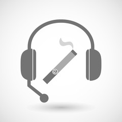 Assistance headset icon with an electronic cigarette