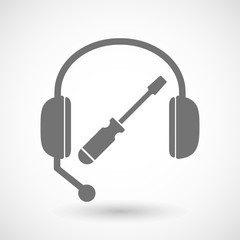 Assistance headset icon with a screwdriver