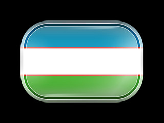 Uzbekistan Variant Flag. Rectangular Shape with Rounded Corners