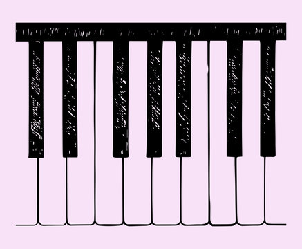 piano keys, doodle style, hand drawn