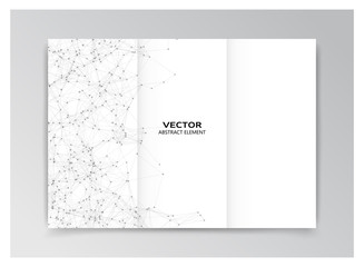 White template of booklet with black abstract elements