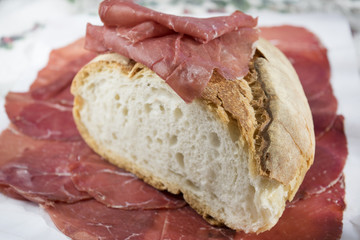 homemade bread with bresaola
