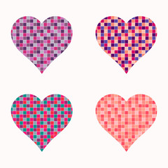 Set of colorful hearts, vector illustration