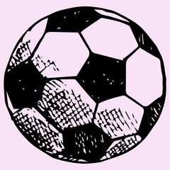 Obraz premium soccer ball, football goal with ball, doodle style, sketch illustration