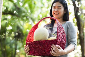 woman with Melon basket