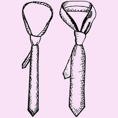 men's tie, set, doodle style, sketch illustration