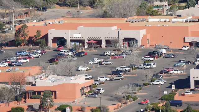 Aerial View of Grocery Store. All Logos Removed. 