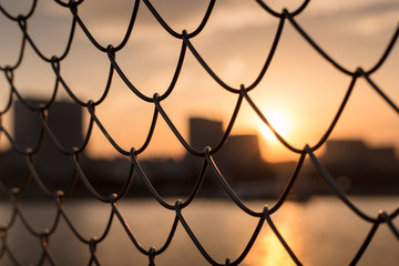 sunset through the fence
