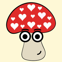 Fly agaric with hearts