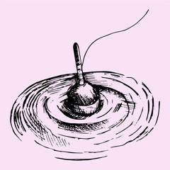 Fishing float, doodle style, sketch illustration