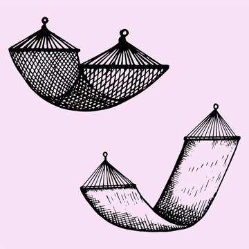 set of hammock, doodle style, sketch illustration
