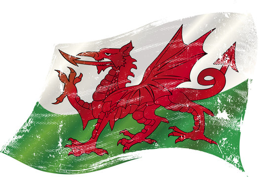 Welsh grunge waving flag