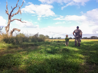 Father and Son bonding in Woods