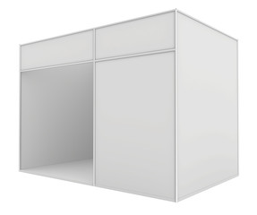 Blank exhibition stand. 3d render isolated on white background