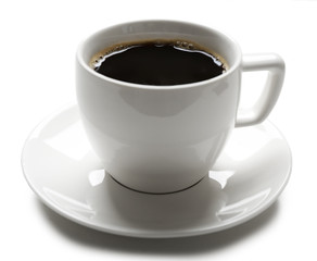 A cup of tasty coffee, isolated on white
