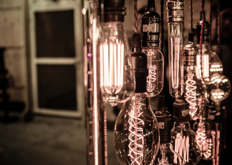 luxury edison light bulb in coffee shop