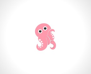 octopus cute pink logo vector