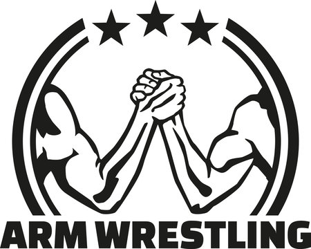 Arm wrestling lable with word
