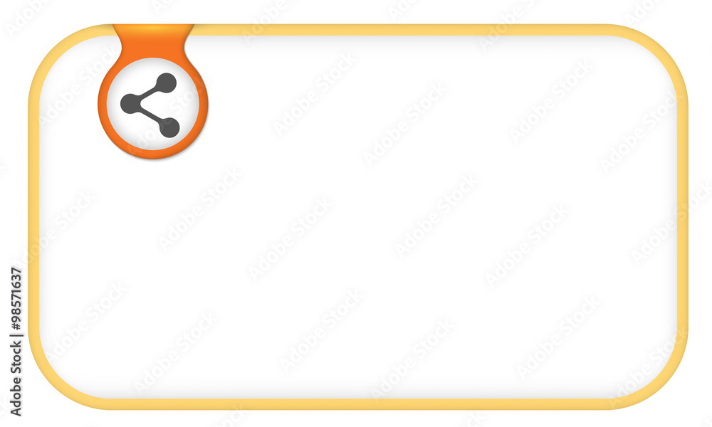 Aufkleber yellow text frame for any text with share icon