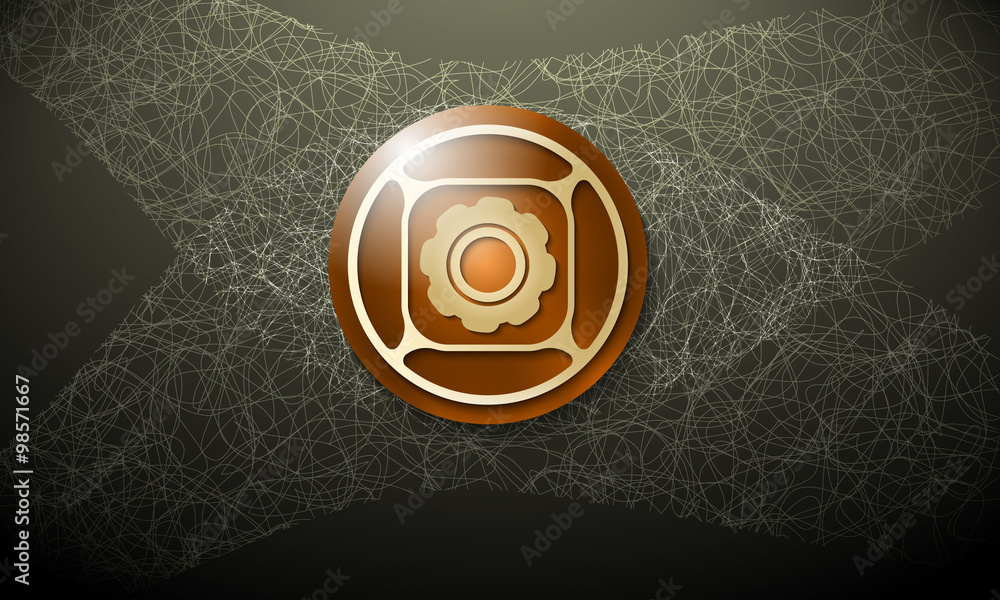 Poster dark background with abstract cobweb and cogwheel