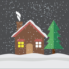 Naklejka premium House under snowflat icon