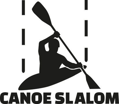 Canoe slalom silhouette with word