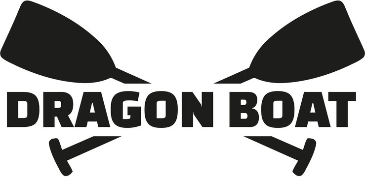 Dragon boat with crossed paddles