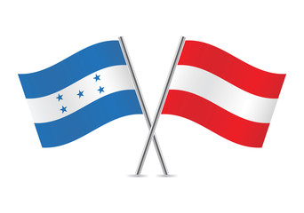 Honduras and Austria flags. Vector illustration.