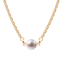 Golden chain necklace with pearl.