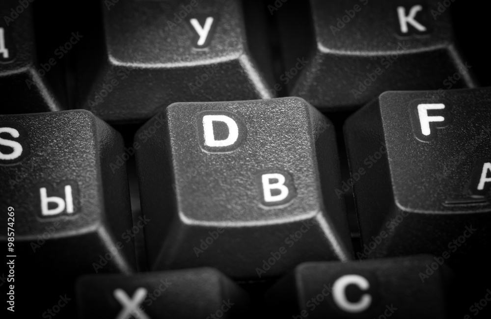 Poster electronic collection - detail computer keyboard. focus on the c