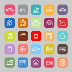 Land transport related line flat icons
