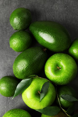 Fruits on dark grey background
