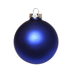 Close-up of an isolated blue christmas ball