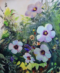 Panele Szklane  Akwarela malarstwo piękne kwiaty.