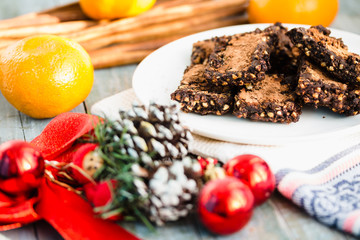 New Year's raw chocolate cookies with green buckwheat