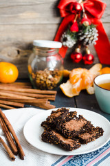 New Year's raw chocolate cookies with green buckwheat