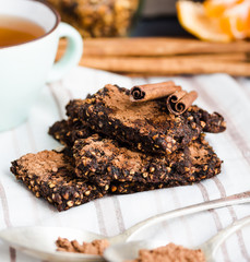 New Year's raw chocolate cookies with green buckwheat and nut, c