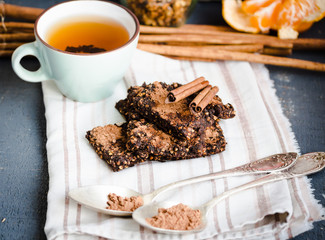 New Year's raw chocolate cookies with green buckwheat