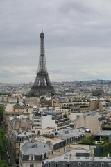 The Eiffel Tower, seen from top of the Arc de Triomphe, Paris, France