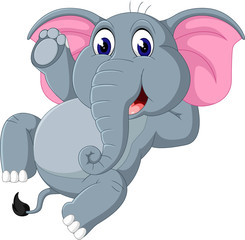illustration of Cute elephant cartoon sitting