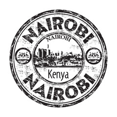 Fototapeta premium Black grunge rubber stamp with the name of Nairobi city, the capital of Kenya