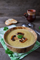 Puree soup with mushrooms