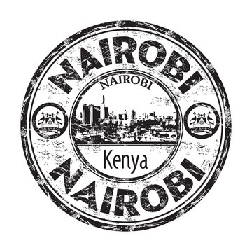 Black grunge rubber stamp with the name of Nairobi city, the capital of Kenya