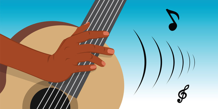 cartoon vector illustration of a guitar player
