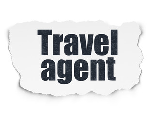 Tourism concept: Travel Agent on Torn Paper background