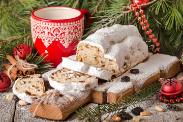 Stollen.Traditional German Christmas cake