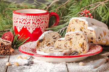 Naklejka na ściany i meble Stollen.Traditional German Christmas cake