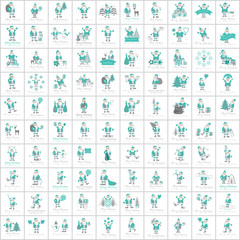 Santa Claus Icons And Christmas Elements Set