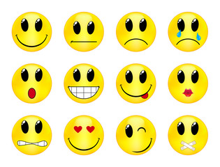 Collection emoticons isolated on white background